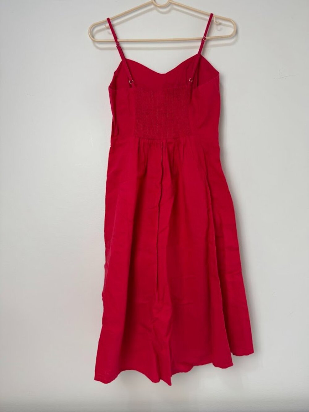 GAP Women’s Red Linen Blend Spaghetti Strap Fit & Flare Dress Size  XS - Picture 4 of 9